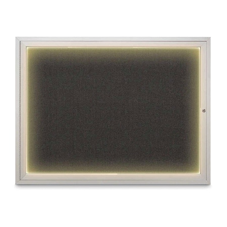 United Visual Products Corkboard, 48"x36", Black/Satin UV416ILED1-SATIN-BLACK
