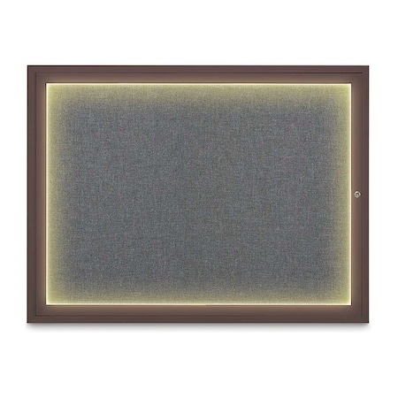 United Visual Products Corkboard, 48"x36", Medium Grey/Bronze UV416ILED1-BRONZE-MEDGRY