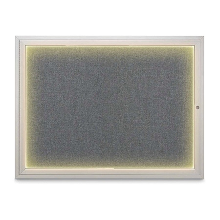 United Visual Products Corkboard, 48"x36", Medium Grey/Satin UV416ILED1-SATIN-MEDGRY