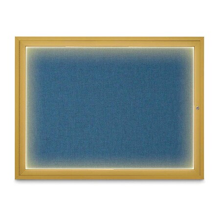 United Visual Products Corkboard, 48"x36", Ultramarine/Gold UV416ILED1-GOLD-ULTMAR