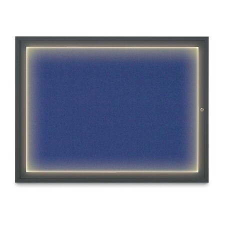 United Visual Products Corkboard, 48"x36", Cobalt Accent/Black UV416ILED1-BLACK-COBACC