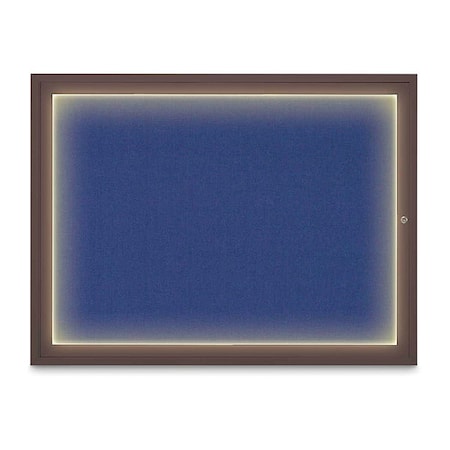 United Visual Products Corkboard, 48"x36", Cobalt Accent/Bronze UV416ILED1-BRONZE-COBACC