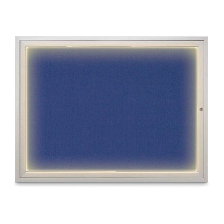 United Visual Products Corkboard, 48"x36", Cobalt Accent/Satin UV416ILED1-SATIN-COBACC