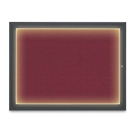 United Visual Products Corkboard, 48"x36", Deep Burgundy/Black UV416ILED1-BLACK-DBURGU