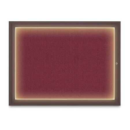 United Visual Products Corkboard, 48"x36", Deep Burgundy/Bronze UV416ILED1-BRONZE-DBURGU