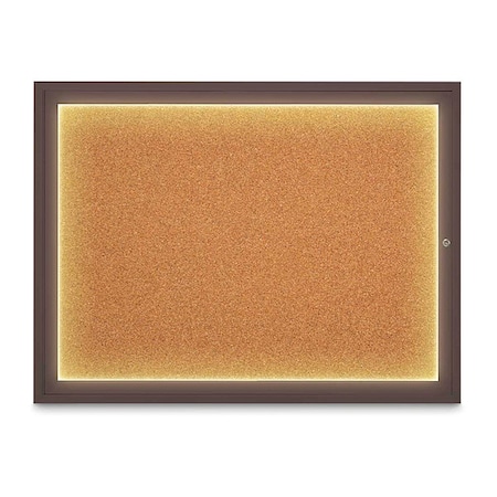 United Visual Products Corkboard, 48"x36", Cork/Bronze UV416ILED1-BRONZE-CORK