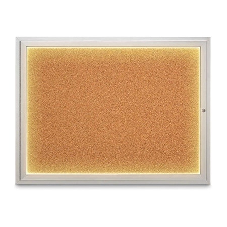 United Visual Products Corkboard, 48"x36", Cork/Satin UV416ILED1-SATIN-CORK