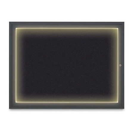 United Visual Products Corkboard, 48"x36", Rubber/Black UV416ILED1-BLACK-RUBBER