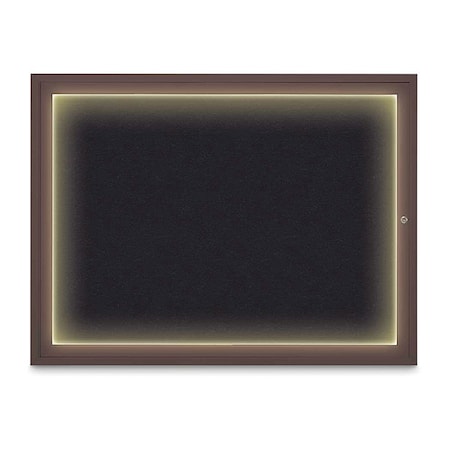 United Visual Products Corkboard, 48"x36", Rubber/Bronze UV416ILED1-BRONZE-RUBBER