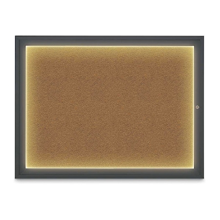 United Visual Products Corkboard, 48"x36", Synthetic Cork/Black UV416ILED1-BLACK-FORBO