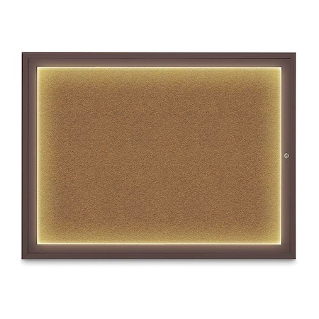 United Visual Products Corkboard, 48"x36", Synthetic Cork/Bronze UV416ILED1-BRONZE-FORBO