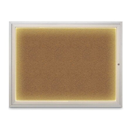 United Visual Products Corkboard, 48"x36", Synthetic Cork/Satin UV416ILED1-SATIN-FORBO
