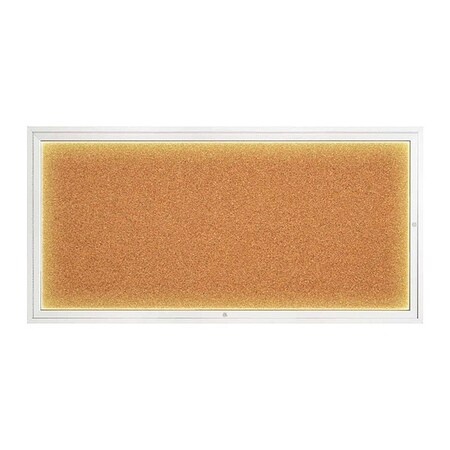 United Visual Products Corkboard, 72"x36", Cork/White UV418ILED1-WHITE-CORK