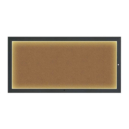 United Visual Products Corkboard, 72"x36", Synthetic Cork/Black UV418ILED1-BLACK-FORBO