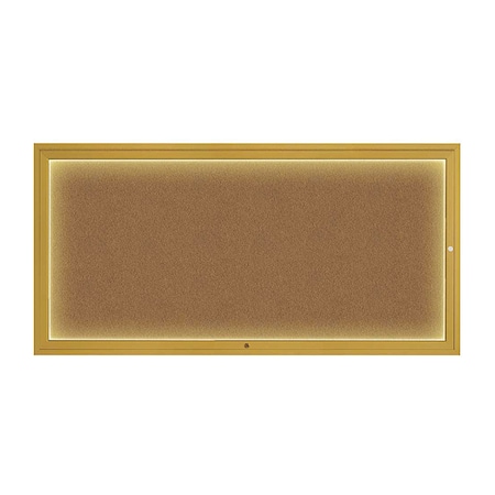 United Visual Products Corkboard, 72"x36", Synthetic Cork/Gold UV418ILED1-GOLD-FORBO