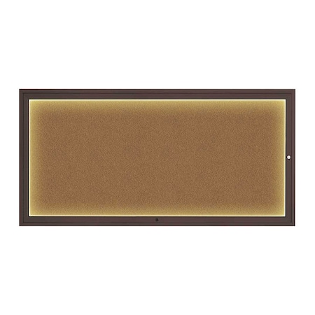 United Visual Products Corkboard, 72"x36", Synthetic Cork/Bronze UV418ILED1-BRONZE-FORBO