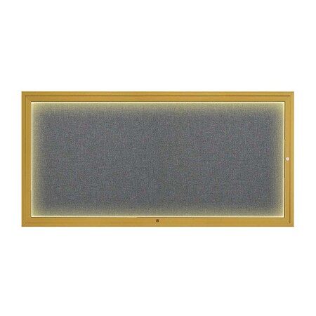 United Visual Products Corkboard, 72"x36", Medium Grey/Gold UV418ILED1-GOLD-MEDGRY