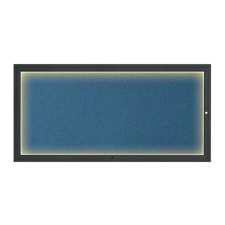 United Visual Products Corkboard, 72"x36", Ultramarine/Black UV418ILED1-BLACK-ULTMAR