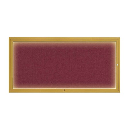 United Visual Products Corkboard, 72"x36", Deep Burgundy/Gold UV418ILED1-GOLD-DBURGU