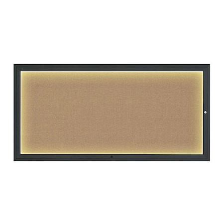 United Visual Products Corkboard, 72"x36", Buff/Black UV418ILED1-BLACK-BUFF