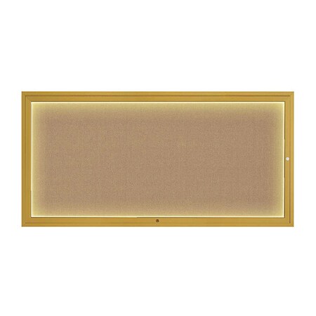 United Visual Products Corkboard, 72"x36", Buff/Gold UV418ILED1-GOLD-BUFF