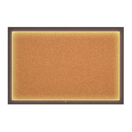 United Visual Products Corkboard, 72"x48", Cork/Bronze UV419ILED1-BRONZE-CORK