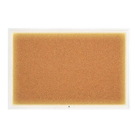 United Visual Products Corkboard, 72"x48", Cork/White UV419ILED1-WHITE-CORK