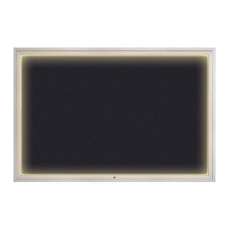 United Visual Products Corkboard, 72"x48", Rubber/Satin UV419ILED1-SATIN-RUBBER