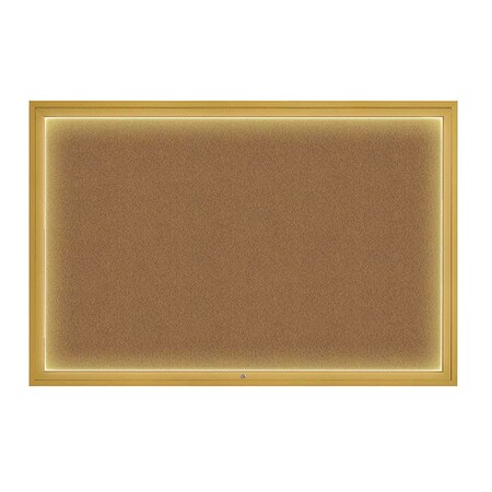 United Visual Products Corkboard, 72"x48", Synthetic Cork/Gold UV419ILED1-GOLD-FORBO