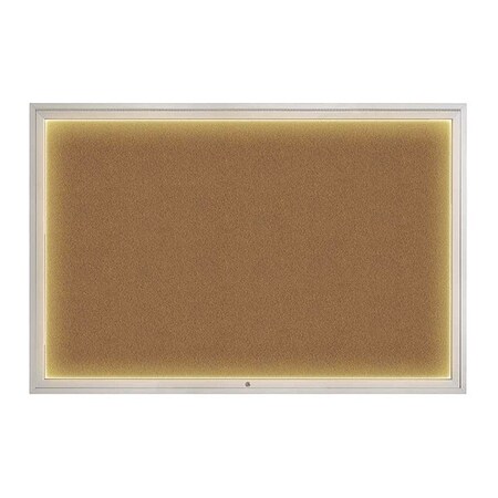 United Visual Products Corkboard, 72"x48", Synthetic Cork/Satin UV419ILED1-SATIN-FORBO