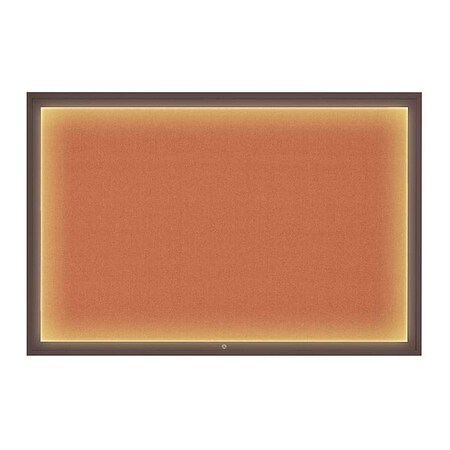 United Visual Products Corkboard, 72"x48", Apricot/Bronze UV419ILED1-BRONZE-APRICOT