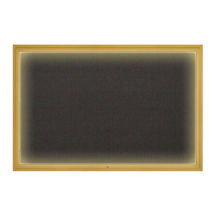 United Visual Products Corkboard, 72"x48", Black/Gold UV419ILED1-GOLD-BLACK