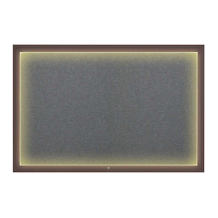 United Visual Products Corkboard, 72"x48", Medium Grey/Bronze UV419ILED1-BRONZE-MEDGRY