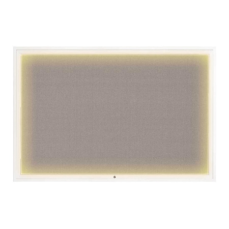 United Visual Products Corkboard, 72"x48", Pearl/White UV419ILED1-WHITE-PEARL