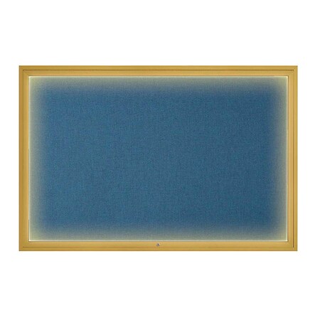 United Visual Products Corkboard, 72"x48", Ultramarine/Gold UV419ILED1-GOLD-ULTMAR