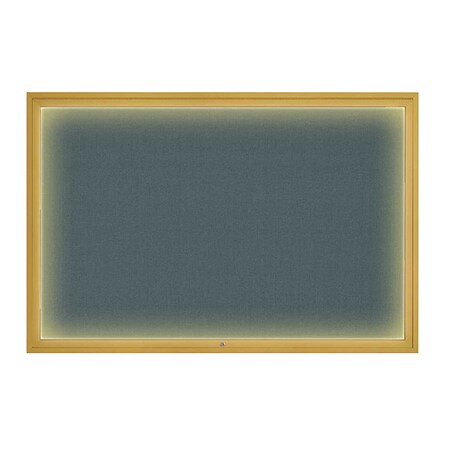 United Visual Products Corkboard, 72"x48", Blue Spruce/Gold UV419ILED1-GOLD-BLSPRU
