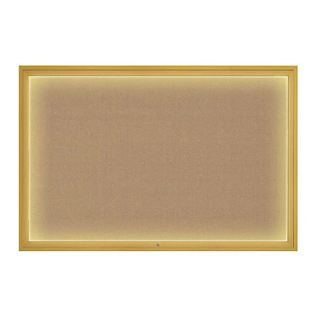 United Visual Products Corkboard, 72"x48", Buff/Gold UV419ILED1-GOLD-BUFF