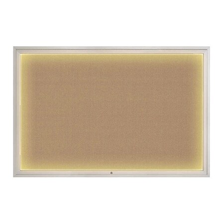 United Visual Products Corkboard, 72"x48", Buff/Satin UV419ILED1-SATIN-BUFF