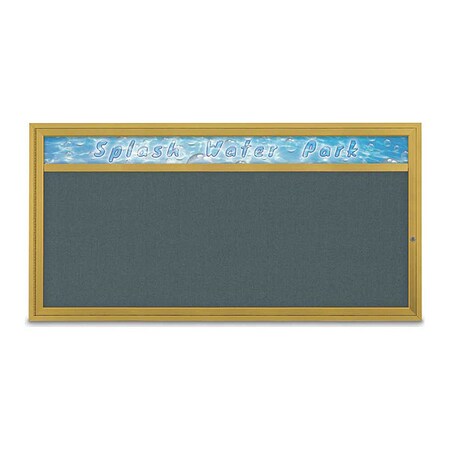 United Visual Products Corkboard, 72"x36", Blue Spruce/Gold UV433H1-GOLD-BLSPRU