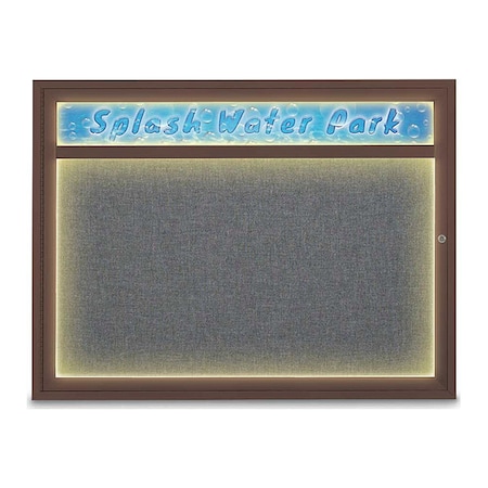 United Visual Products Corkboard, 48"x36", Medium Grey/Bronze UV451HILED1-BRONZE-MEDGRY