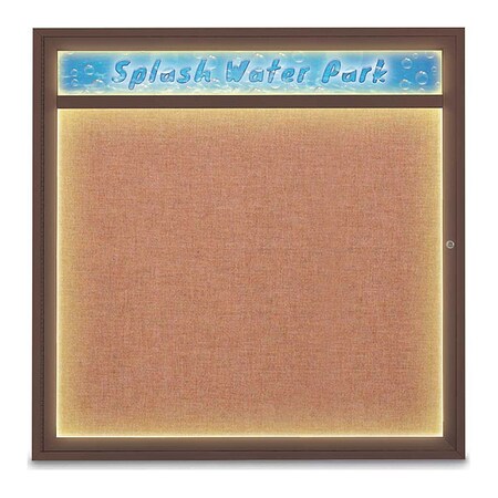 United Visual Products Corkboard, 48"x48", Cinnabar/Bronze UV451HILED48-BRONZE-CINNABA