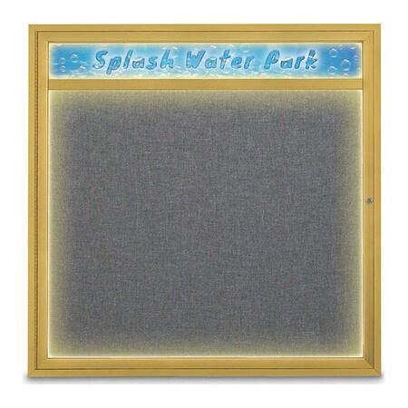 United Visual Products Corkboard, 48"x48", Medium Grey/Gold UV451HILED48-GOLD-MEDGRY