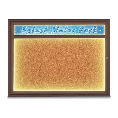 United Visual Products Corkboard, 48"x36", Cork/Bronze UV451HILED1-BRONZE-CORK