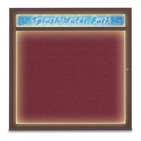 United Visual Products Corkboard, 48"x48", Deep Burgundy/Bronze UV451HILED48-BRONZE-DBURGU