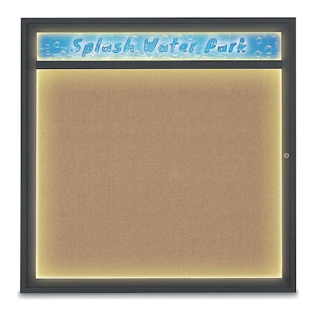 United Visual Products Corkboard, 48"x48", Buff/Black UV451HILED48-BLACK-BUFF