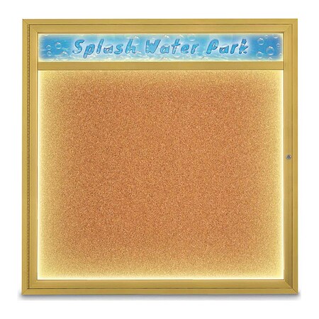 United Visual Products Corkboard, 48"x48", Cork/Gold UV451HILED48-GOLD-CORK
