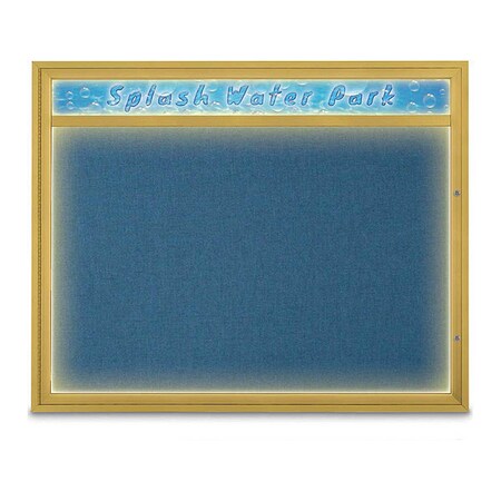 United Visual Products Corkboard, 60"x48", Ultramarine/Gold UV452HILED2-GOLD-ULTMAR