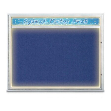 United Visual Products Corkboard, 60"x48", Cobalt Accent/Satin UV452HILED2-SATIN-COBACC