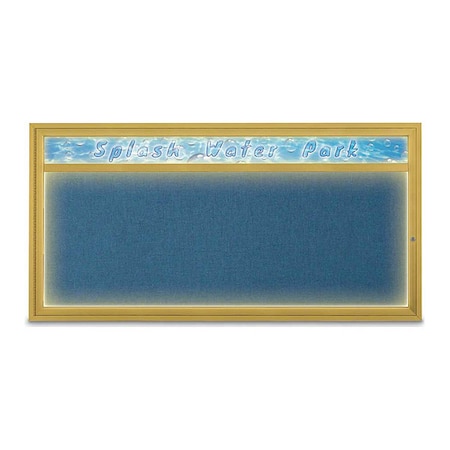 United Visual Products Corkboard, 72"x36", Ultramarine/Gold UV453HILED1-GOLD-ULTMAR