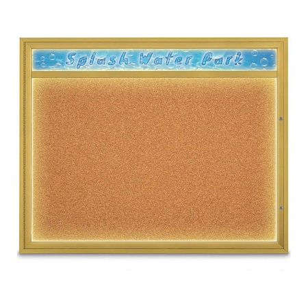 United Visual Products Corkboard, 60"x48", Cork/Gold UV452HILED2-GOLD-CORK